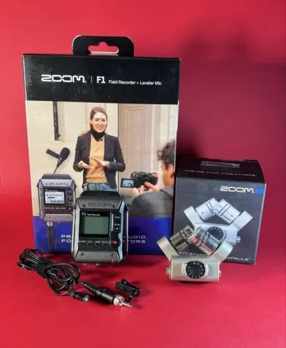 Gravador de Audio Zoom F1-LP Com Lapela | Zoom XYH-6 XY Microphone