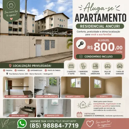 ALUGA-SE APARTAMENTO