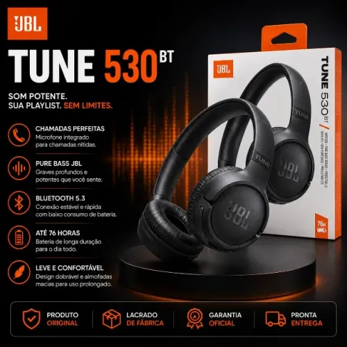 JBL Tune 530BT Sem Fio Com Microfone e Controle por Voz