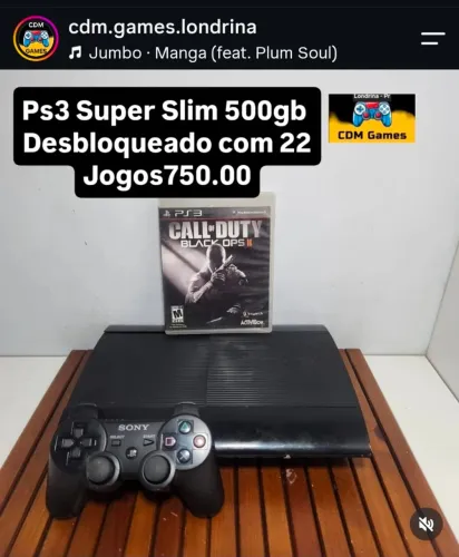 Ps3 Super Slim 500gb Desb. Com 22 Jogos 750.00 - Não Aceito Oferta