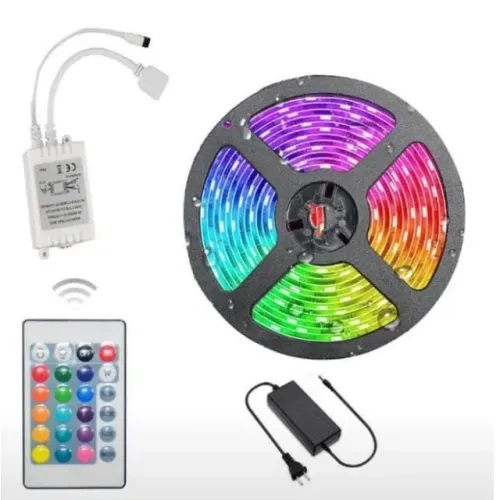 Fita Led Rgb 5050 Rolo 5m + Controle + Fonte Bivolt 110v/220v