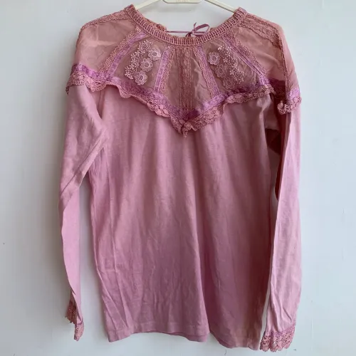 Blusa Malha Manga Rendada
