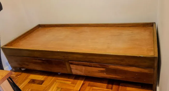 Cama Solteiro Madeira Maciça Nobre- 2 gavetas