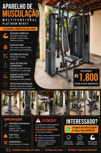 Aparelho de Musculação Multifuncional Platinum Marcy + Saco de Pancada - R$ 1.800