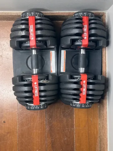 2 Halters Regulaveis Vermelhos 24kg - Dumbell Anilhas Liftness