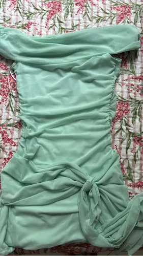 Vestido amarração verde água