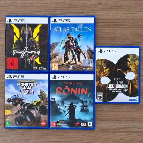 Lote 5 Jogos PS5 - Ghostrunner 2, Atlas Fallen, Like a Dragon Infinite Wealth