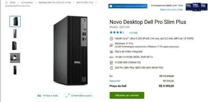 Dell Pro Slim Plus Intel Core Ultra 5 16GB DDR5 512GB SSD Win 11 Pro