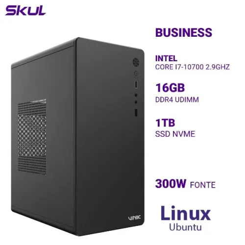Computador B700 Core I7-10700 2.9Ghz Mem 16Gb Ddr4 Ssd 1Tb Nvme Fonte 300W Linux Ubuntu