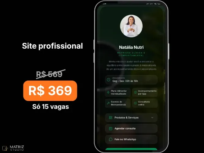Site Profissional para Nutricionista - Agendamento + WhatsApp em 48h - R$369