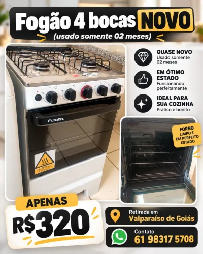 Fogão Esmaltec 4 bocas