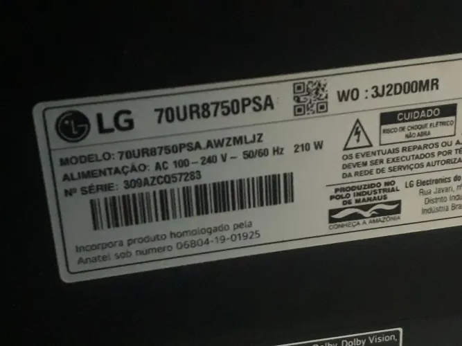 placa principal lg 70ur8750psa/retirada de tv com tela quebrada ,sem avarias ou defeito