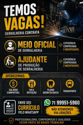 Vagas Meio oficial e Ajudante