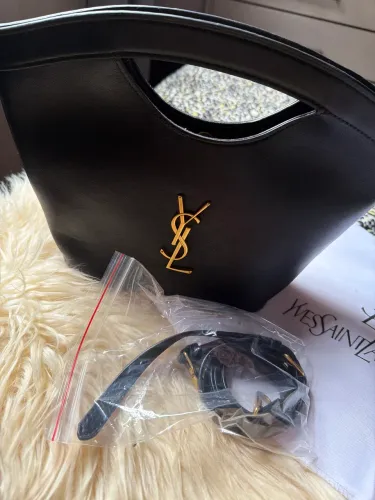 Bolsa YSL preta em couro linha premium 