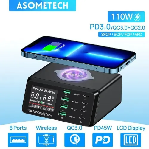 Promoção Carregador Por Indução Multifuncional Carregamento Rápido Asometech