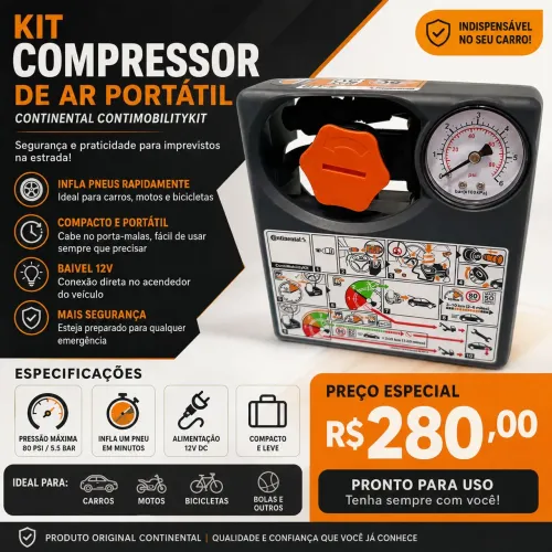 Compressor Portátil 12v Continental novo