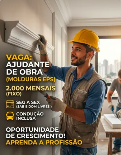 Vaga para Ajudante de Obra (Segunda a Sexta) - Início Imediato