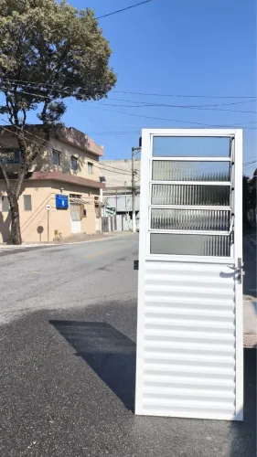 Folha de porta de alumínio com vidro 