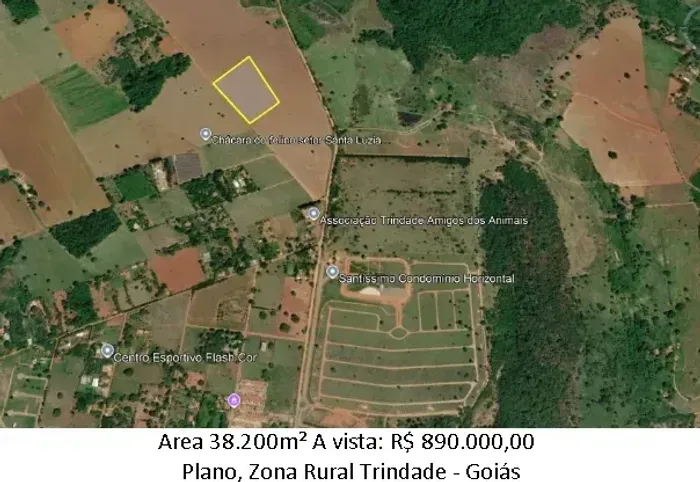 Leia a descrição: Area 38.200m² (Plano, Zona Rural) Trindade - Goiás