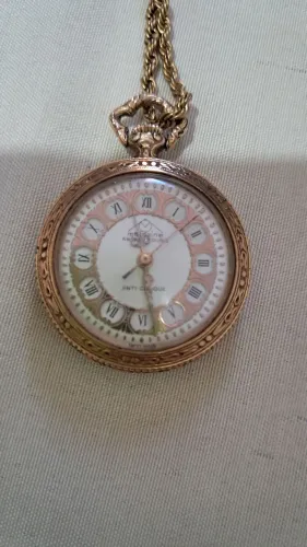 Relógio de bolso relíquia Mondaine Ancre 17 rubis foleado a ouro