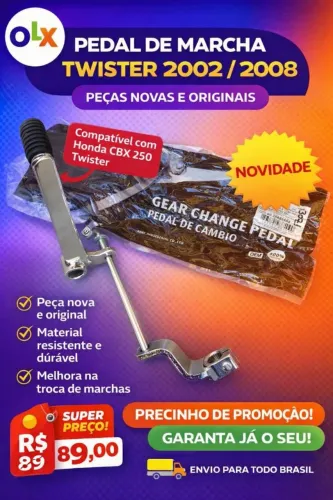 Novo Pedal marcha Cbx 250 01/08 Twister Cb 300 09/15