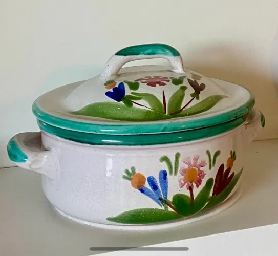 Antiga Caçarola Cerâmica Italiana Esmaltada 