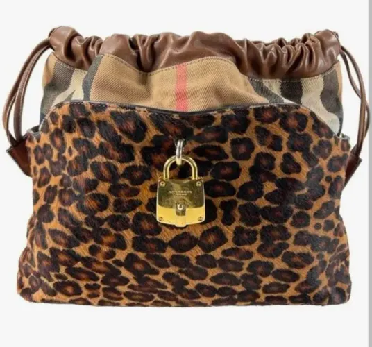 Bolsa Tiracolo Burberry Crush Calf Hair Leopard - pouco uso