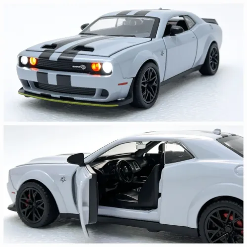 Dodge Challenger SRT miniatura de carro esportivo com luz som escala 1:32 tamanho 15,cm 