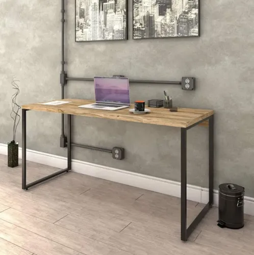 Mesa Escrivaninha Industrial Kuandra 150x60 Carvalho - Nova