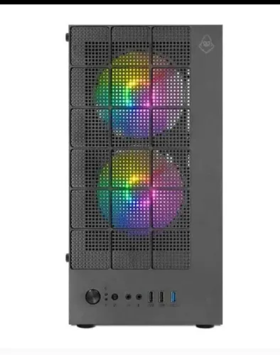 Gabinete Gamer Mancer Grimore Mini-Tower Lateral De Vidro 2 Fans Rainbow preto 