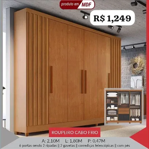 Guarda Roupa Cabo Frio MDF 