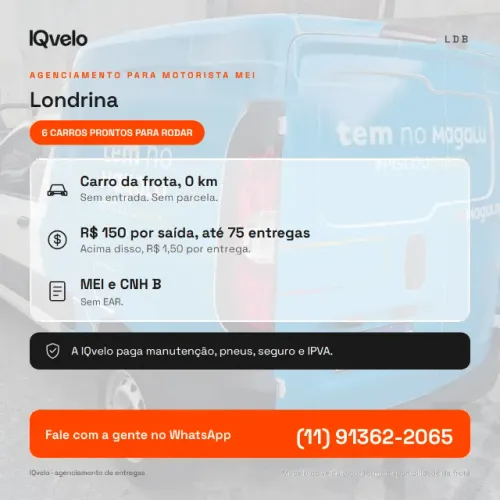 Carro da frota para motorista MEI - entregas Magalog - Londrina