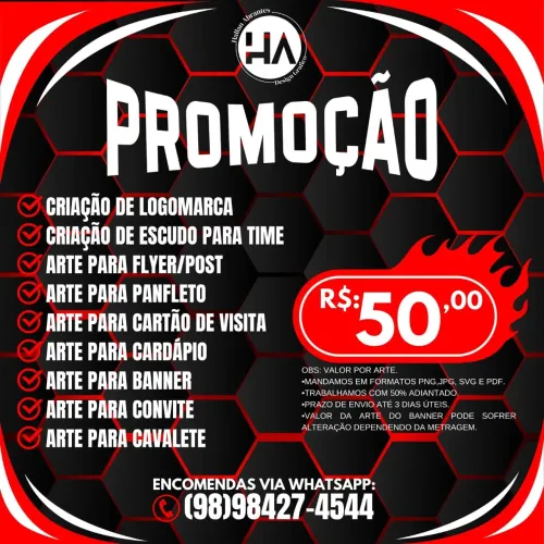 Criação de logomarca - arte p/ banner - arte p/ cardápio e outros em promoção R$:50,00