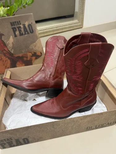 Bota Di Locali 100% couro cor marsala 38