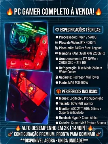 Pc Gamer desempenho de alto nivel