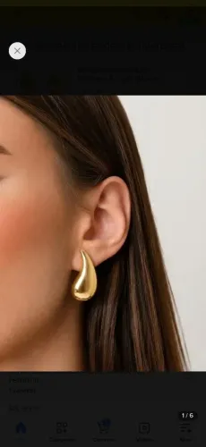 Brinco Gota Vírgula Dourado Banhado a Ouro 18K - Vazada