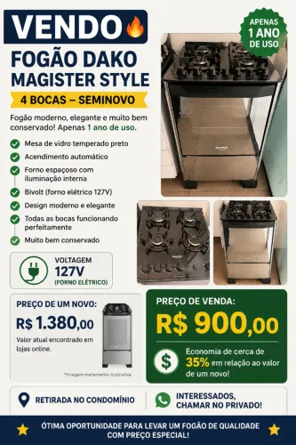 Fogão 4 Bocas Dako Magister
