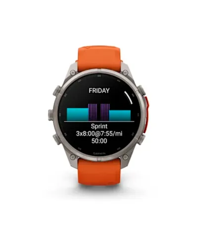 Relógio Garmin Fenix 9 Pro Sapphire 47mm - Titanium/Orange/Spark- 010-04336-05-Lacrado