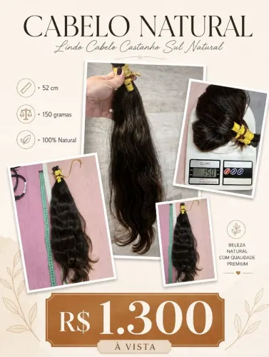 Lindo Cabelo Brasileiro Sul Castanho Natural