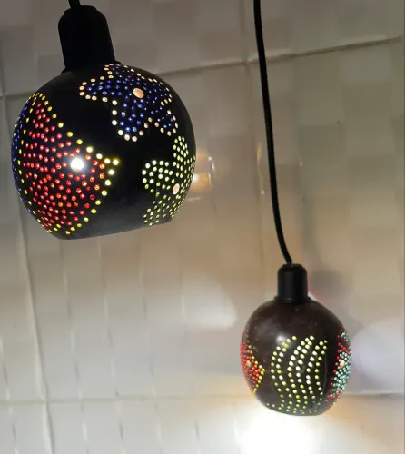 Lustre pendente 2 lâmpadas artesanal.