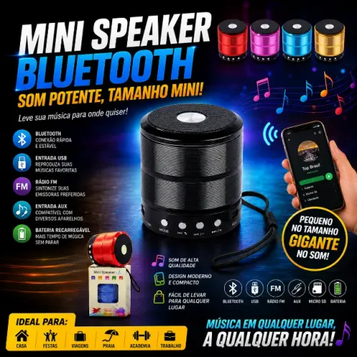 Caixinha De Som Bluetooth Mini Speaker Portatil 887