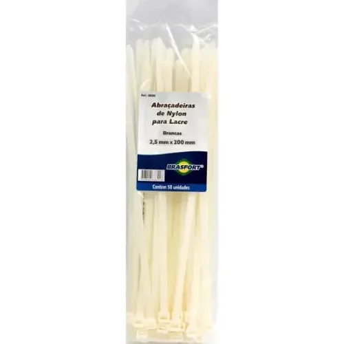 Abraçadeira Nylon 2,5x200mm 100 Unid Branca Brasfort *ENTREGA GRÁTIS*