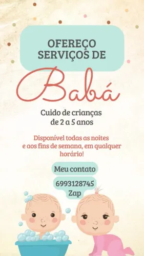 Ofereço meu Serviço de Babá