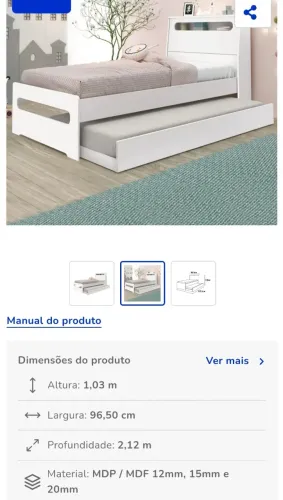 Bicama solteiro com cabeceira baú usada