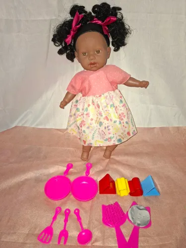 Kit Boneca Negra +Acessórios 