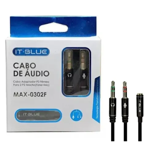Cabo Adaptador P3 Fêmea para 2 P2 Macho