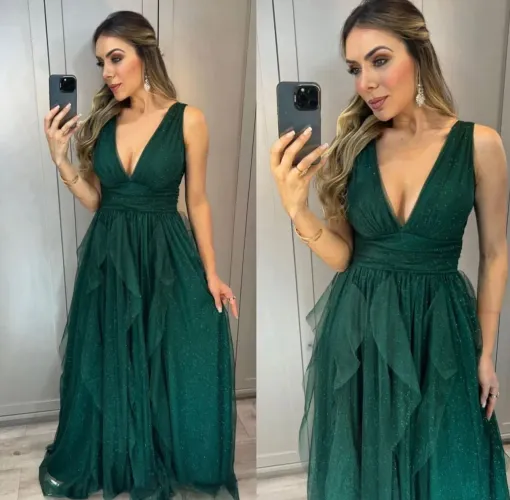 Vestido de Festa - Cor Verde Esmeralda
