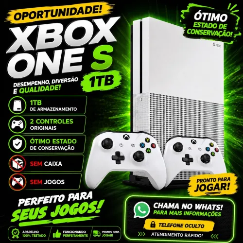 Xbox One S 4K - ótimo estado com 2 controles originais