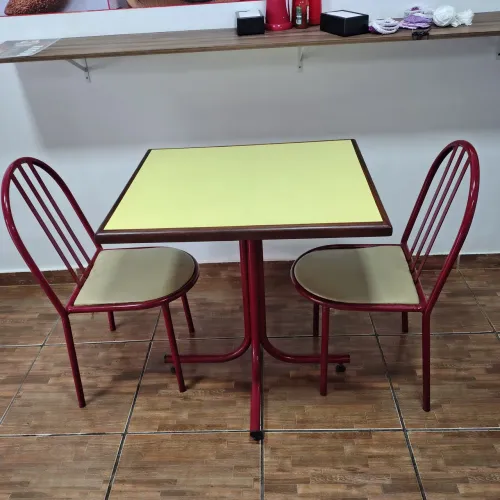 Mesa lanchonete restaurante duas cadeiras 