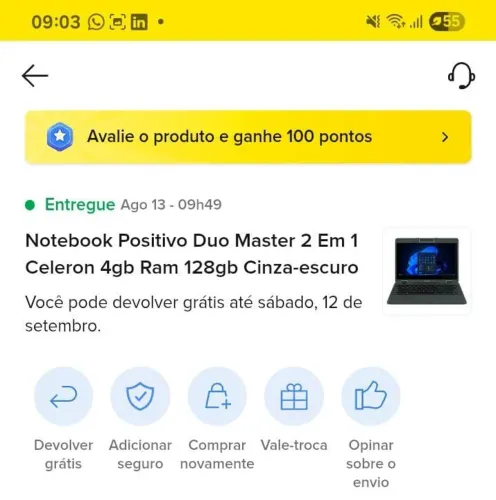 Notebook Positivo Duo 2 em 1 Celeron 4GB RAM 128GB - Novo 